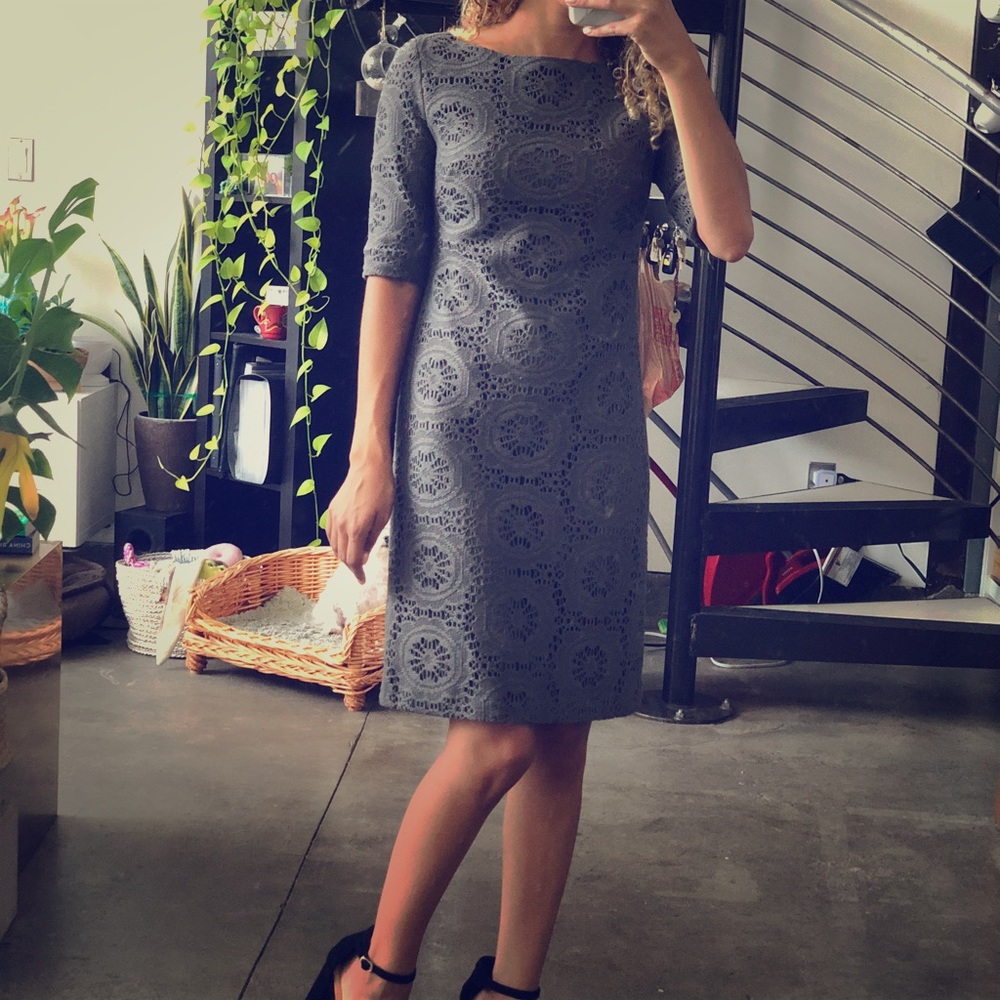 Gray fitted knit dress